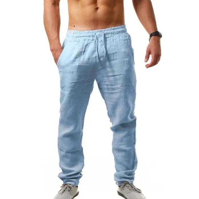 Pantalon homme uni décontracté en coton ample pour printemps été occasions quotidiennes