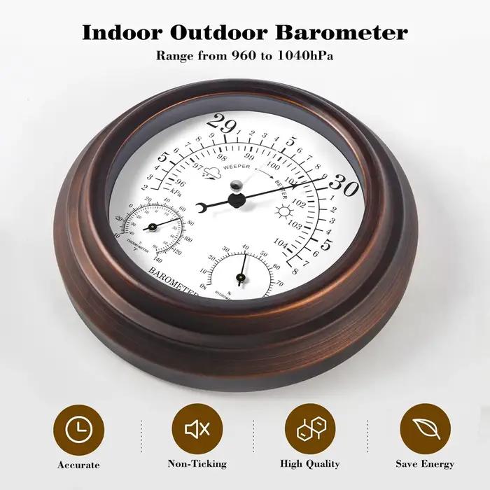 Baromètre Therye.com 3 en 1 pour décoration murale, hygromètre intérieur et extérieur, station météo