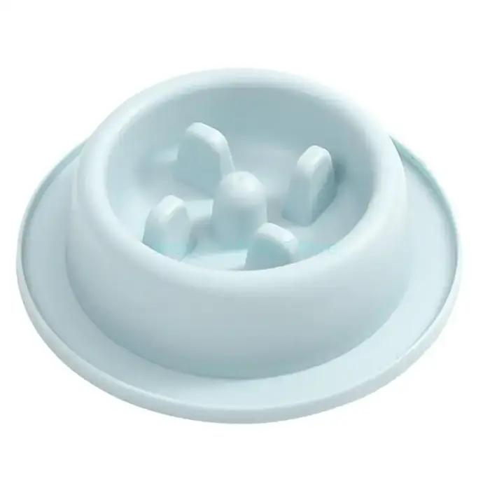 Chien lent bol d'alimentation sans glissement amusant Forme en plastique Place Round Plat Bloe Arrêt