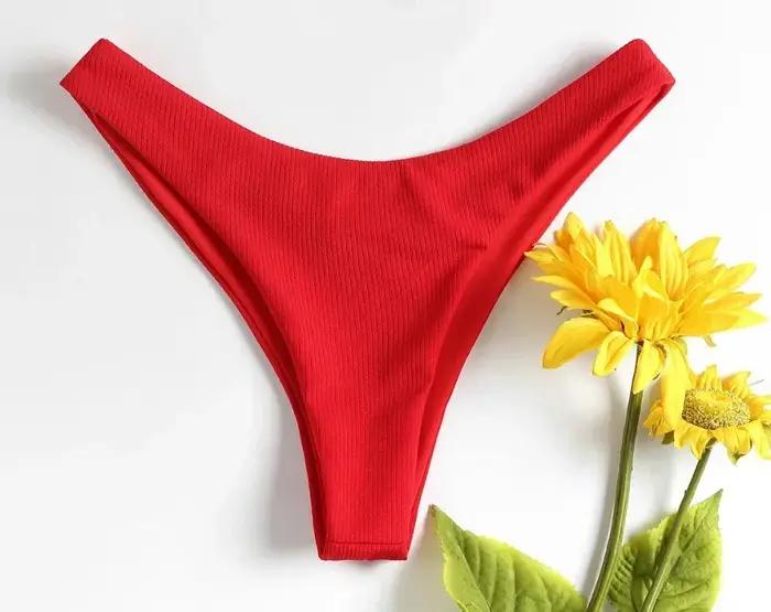 nouveau bas de Bikini maillot de bain pour femme taille basse bas solide rouge maillots de bain stri