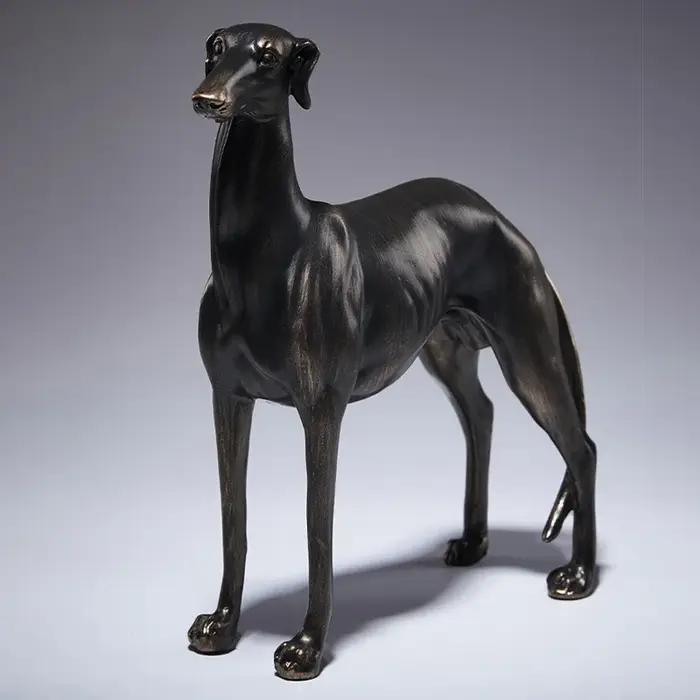 Statue de chien lévrier, Figurine de bouledogue français, artisanat d'animaux en cuivre Antique, ornements de bureau en résine, décoration de salon et de bureau