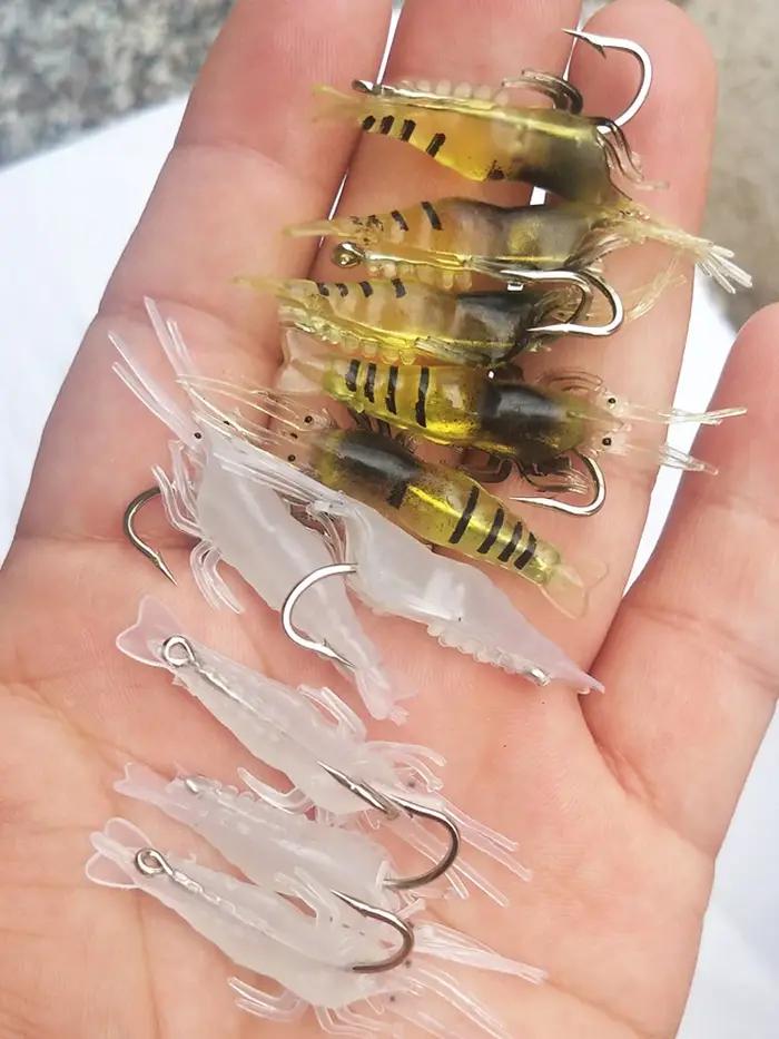 10 pièces Isca artificiel doux crevette leurre ver pour appât de pêche 1.3g/5 cm crochet pointu mani