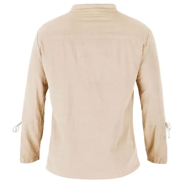 Chemises à manches longues pour hommes, à lacets, col en v, manchette, Pirate médiéval, Streetwear,