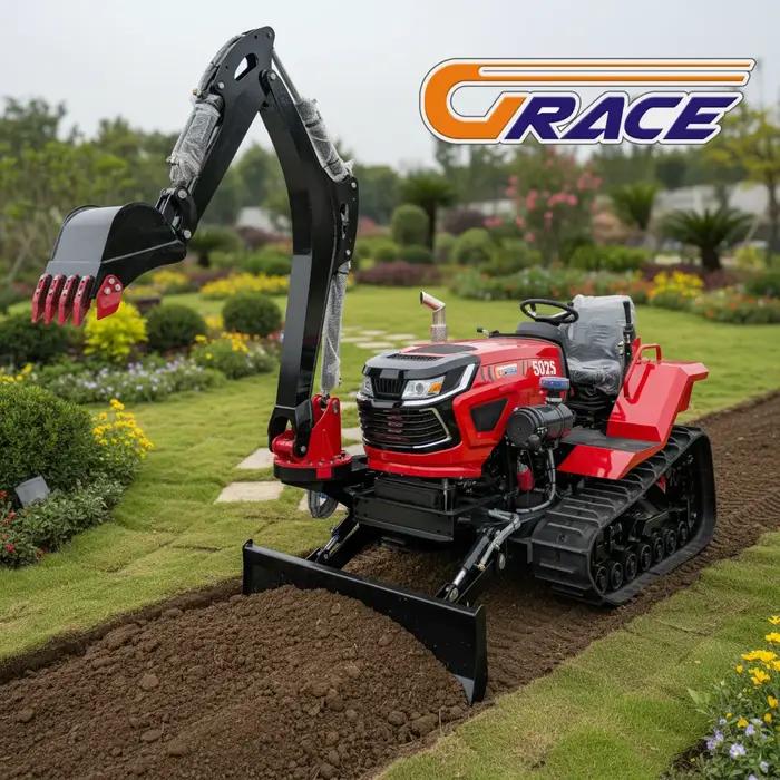 Tracteur à chenilles agricole multifonctionnel, cultivateur sur chenilles, motoculteur diesel, équipement de labour