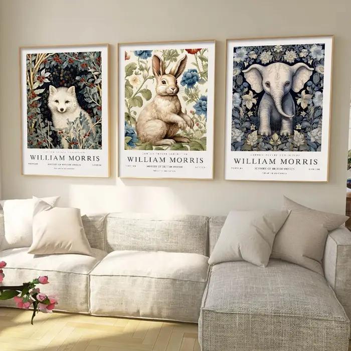 Affiche d'exposition de musée William Morris impression sur toile moderne animaux fruits papillon fleur décoration maison occasion spéciale