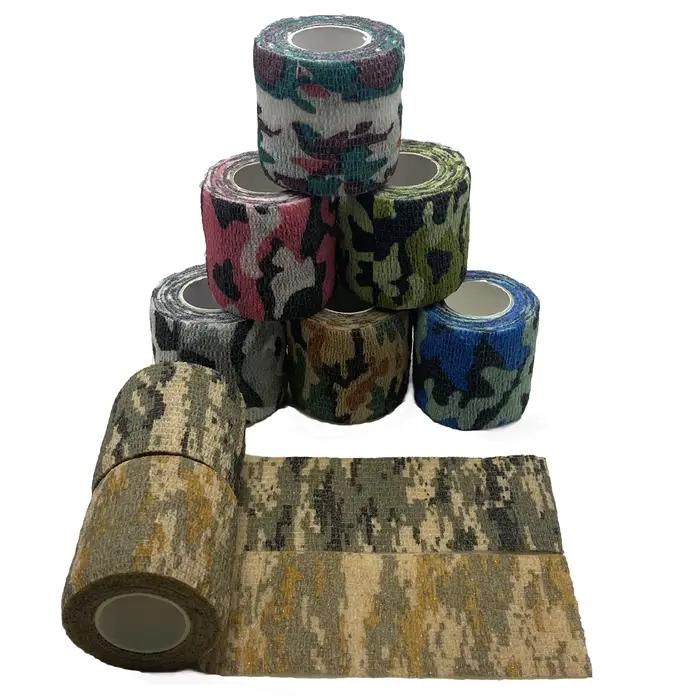 Bandage élastique auto-adhésif non tissé, bande de pouce de Sport, enveloppe de Camouflage tactique,