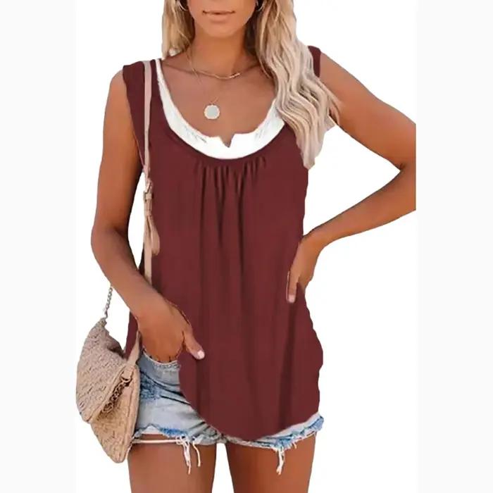 Nouvelle Collection Été 2026 : Ensemble Deux Pièces Femme – Débardeur Sans Manches Imprimé Feuilles et Camisole Ample
