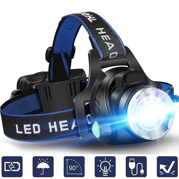 Lampe frontale LED puissante à Induction, batterie Rechargeable 18650, lampe de camping en plein air