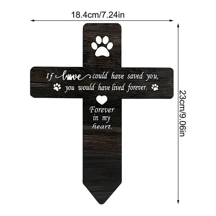 Plaque de tombe pour animal de compagnie, marqueur de jardin en bois de peuplier, croix, empreinte de patte, symbole d'amour pour célébrer la vie de votre animal disparu, usage intérieur/extérieur