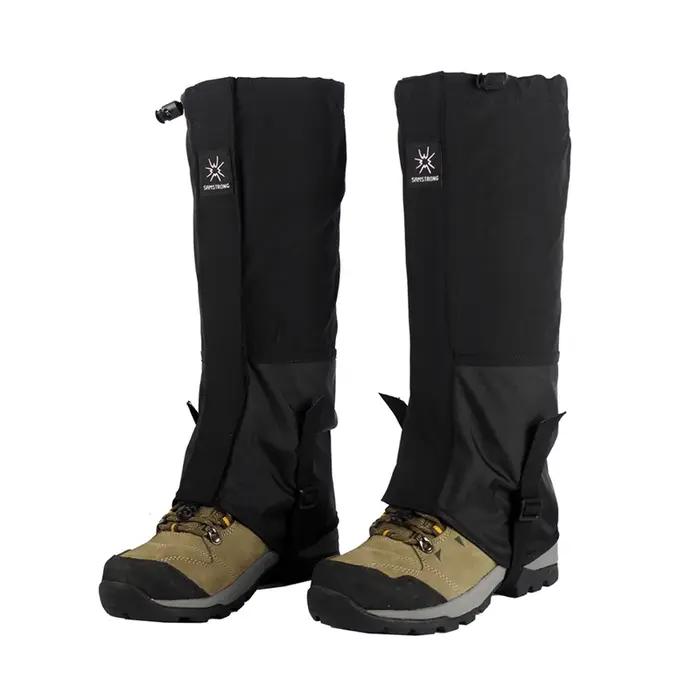 Guêtres de jambe réglables et imperméables pour randonnée chasse neige escalade et raquettes en polyester noir résistant à l'eau et à la boue