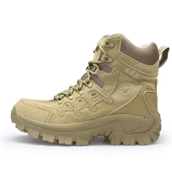 Bottes de chasse pour hommes, bottes de randonnée, bottes tactiques, chaussures de travail, chaussures de sécurité, bottes de moto, grande taille 39-46, cuir et polyester, respirantes, à lacets, Wolf Enemy