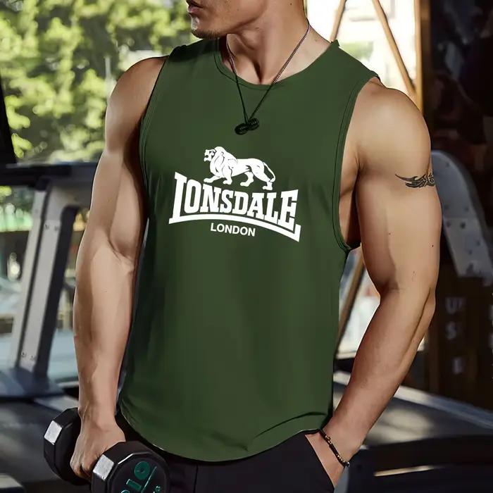 T-shirt et gilet imprimé en 3D Lion Lonsdale 2026 homme décontracté polyester pour streetwear et sports d'extérieur