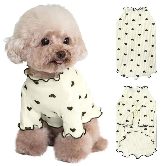 Vêtements pour animaux de compagnie pour petits chiens et chats, chemise à imprimé cœur pour l'été e