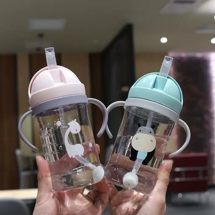 350ml Enfants Potable Tasse Biberon Avec Paille Gravité Boule Large Calibre Bouteille