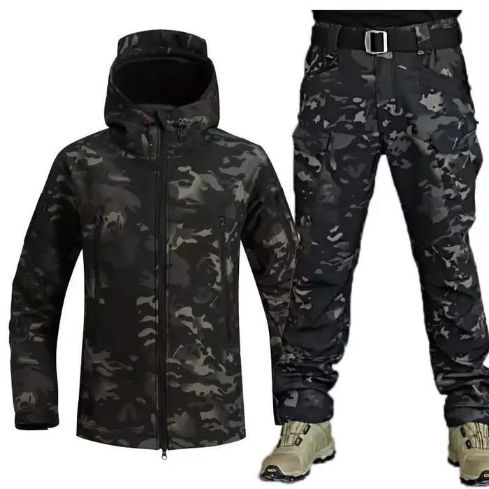 Ensembles de vestes tactiques imperméables d'hiver pour hommes, veste de randonnée et de chasse en s