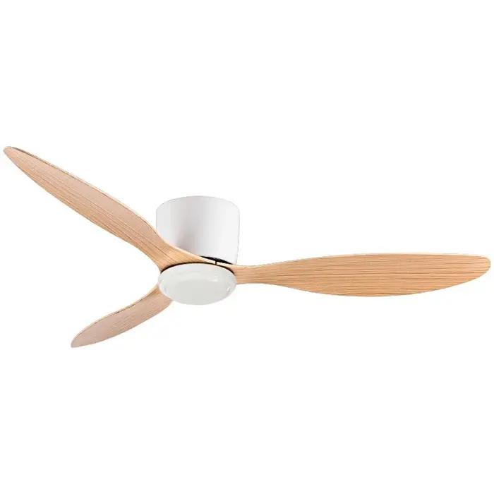 Ventilateur de plafond simple sans lumière avec télécommande, sol bas moderne, moteur CC, noir et bl