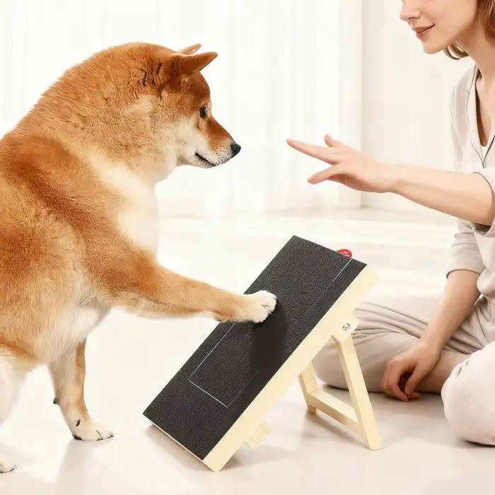 Grattoir en bois pour chiens avec boîte à friandises intégrée