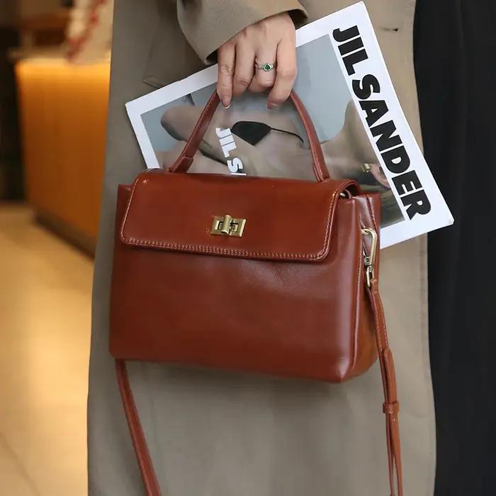 Sac à bandoulière en cuir véritable pour femme