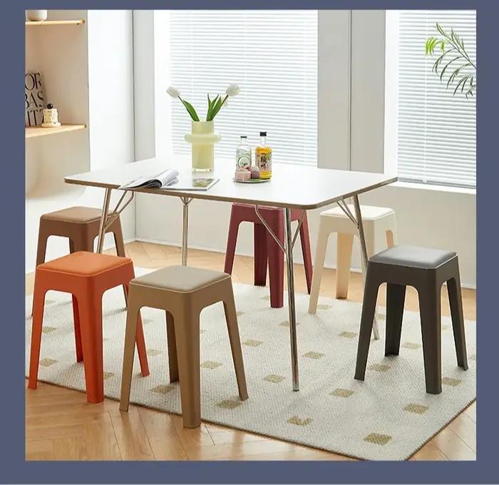 Nouveau tabouret en plastique pour la maison, simple, empilable, tabouret de salle à manger, luxe lé