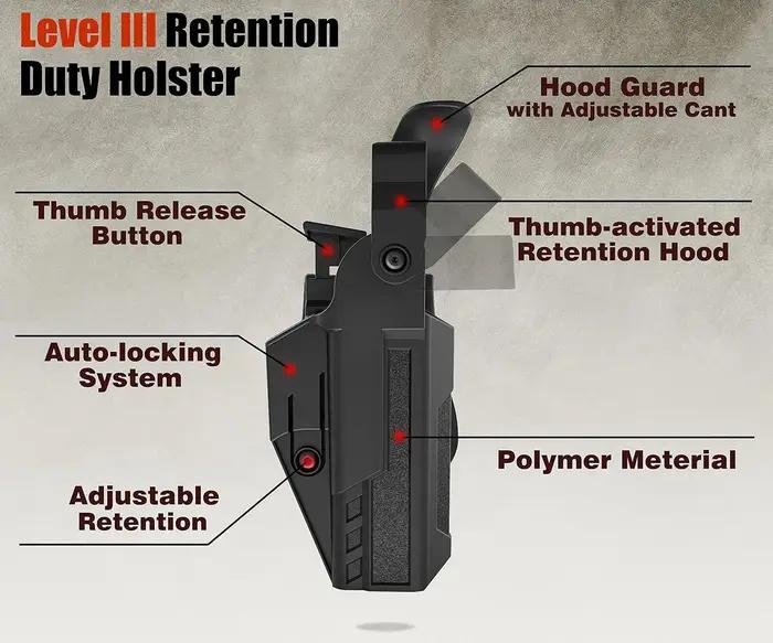 Étui de pistolet tactique de niveau 3 OWB pour Glock 17/19/19x/23/32/45 (Génération 1-5)