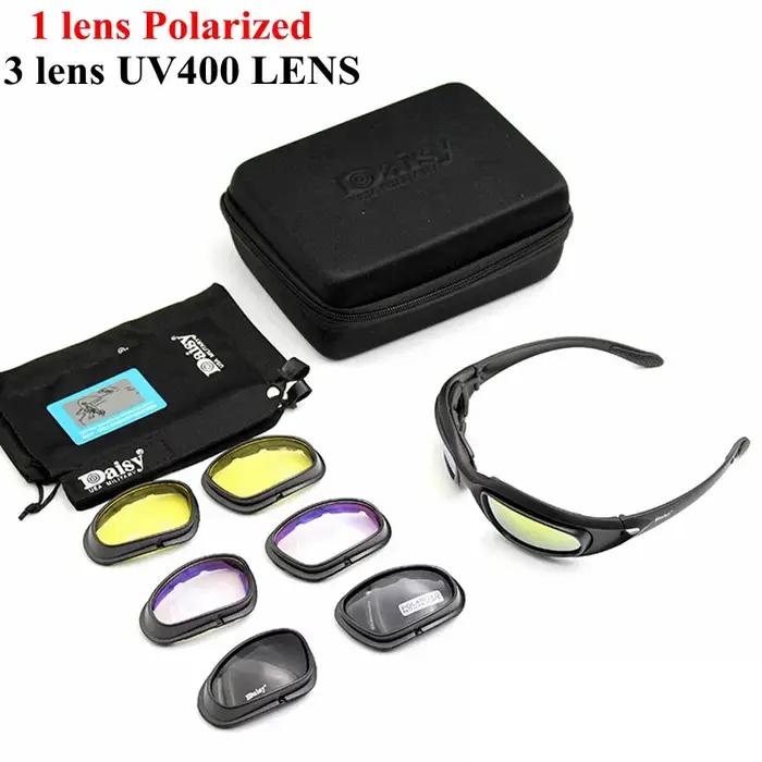 Lunettes tactiques polarisées Daisy C5 - Protection airsoft paintball - 4 verres interchangeables