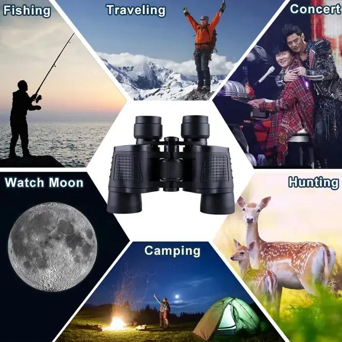 Jumelles professionnelles portables 80X80 haute magnification - équipement léger chasse camping randonnée