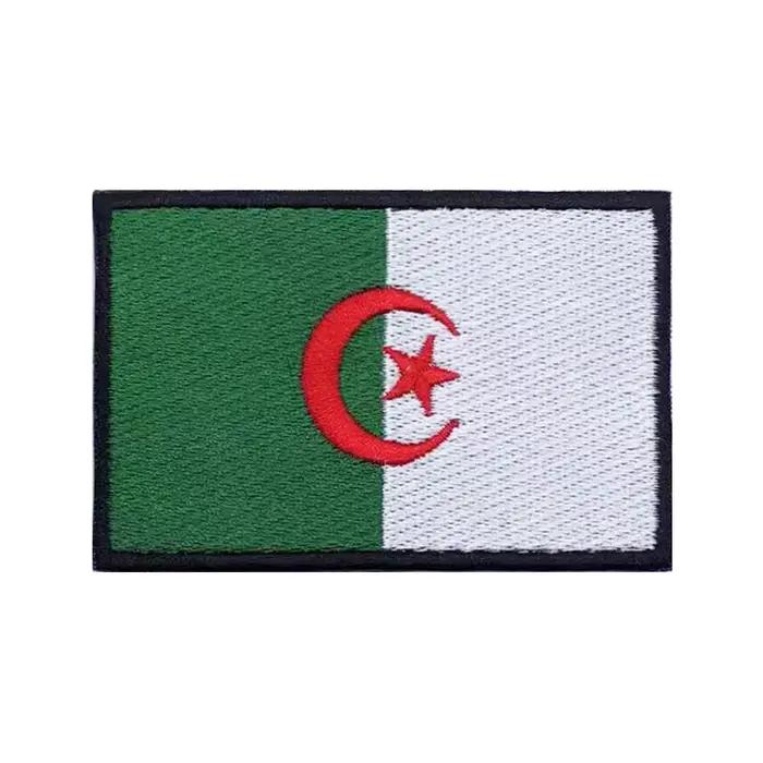 Patch brodé drapeau préliminaire algérien en polyester, style crochet et boucle, rectangle 8x5cm pour DIY et artisanat militaire