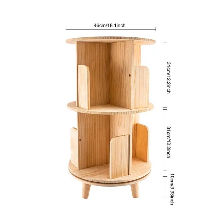 Bibliothèque rotative multifonctionnelle en bois massif, bibliothèque sur pied, rangement T1, évalua