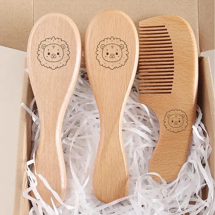 3 pièces ensemble gravure panda bébé peigne brosse
