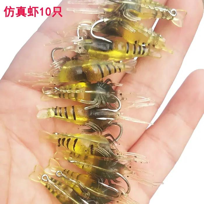 10 pièces Isca artificiel doux crevette leurre ver pour appât de pêche 1.3g/5 cm crochet pointu mani