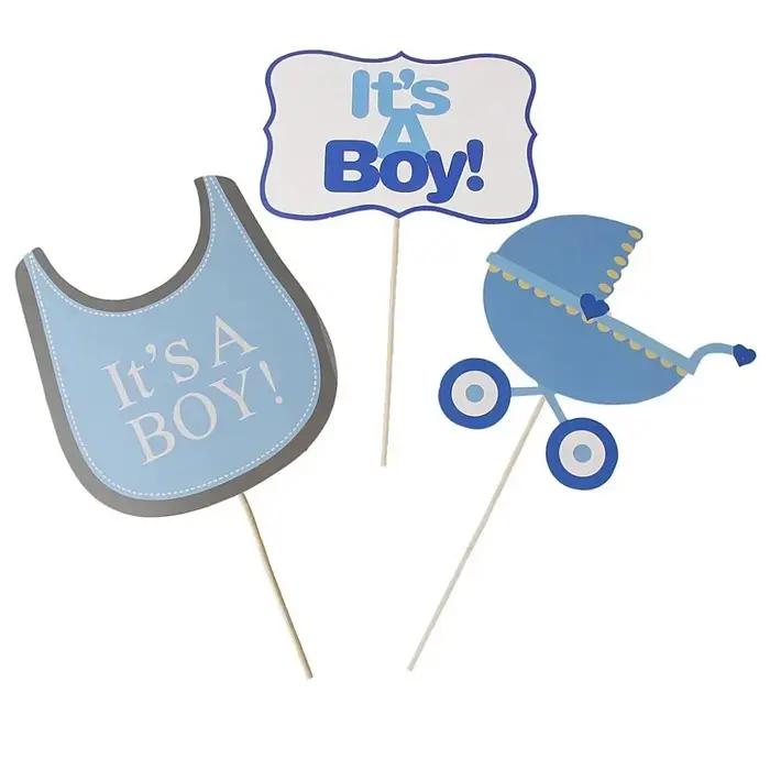 Décoration baby shower rose bleu avec accessoires photobooth - Cadeaux fête 1er anniversaire