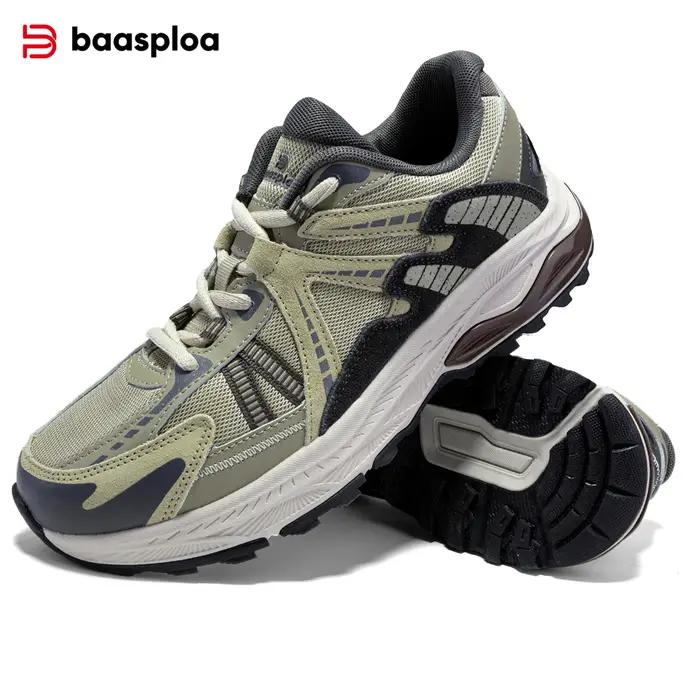 Baasploa-Chaussures de course décontractées légères et respirantes pour hommes, baskets de sport vin