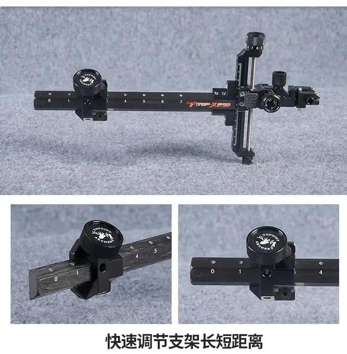 Visée précise arc et flèche TOPOINT ARCHERY TOP X PRO réglable sur 4 axes pour chasse et compétition fibre de carbone aluminium