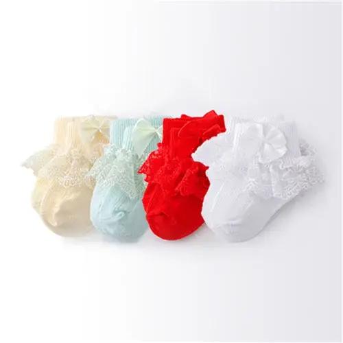 Lawadka 4 paires/lot nouveau-né bébé chaussettes pour filles coton dentelle infantile