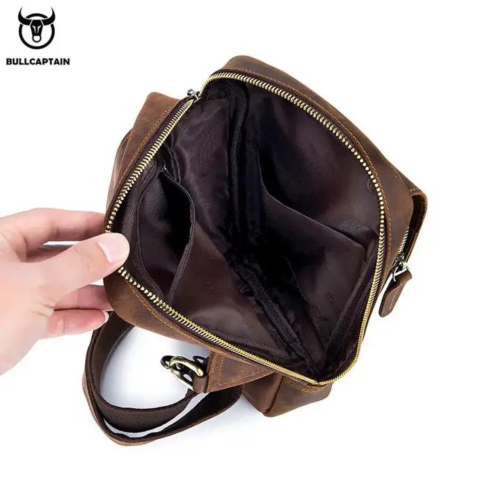 BULLCAPTAIN sacs à bandoulière pour hommes sac de poitrine en cuir Crazy Horse sacs à bandoulière en
