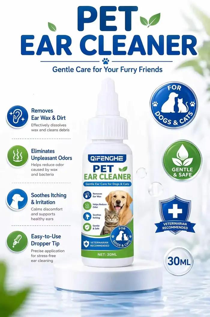 Gouttes nettoyantes pour oreilles d'animaux de compagnie 30 ml pour chiens et chats