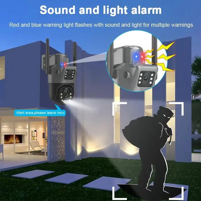 Caméra solaire PTZ 4K 8MP double écran extérieure WiFi détection humaine PIR surveillance sécurité