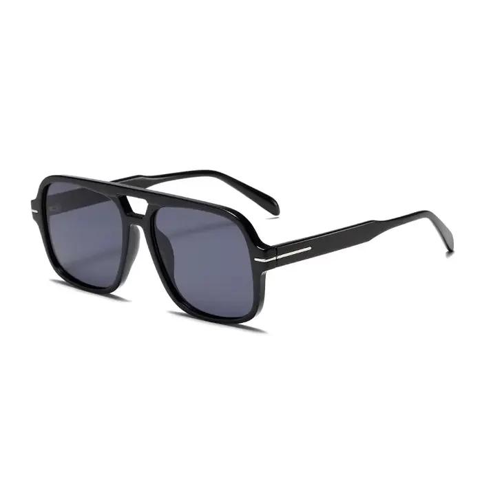 3507 Lunettes de soleil aviateur carrées à double pont - Style pilote vintage UV400, lunettes de sol