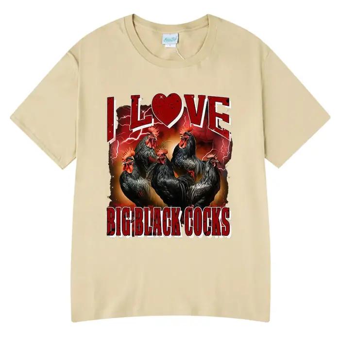 J'aime les gros coq noirs drôle poulet T-shirts hommes femmes vêtements décontracté coton mode Harajuku à manches