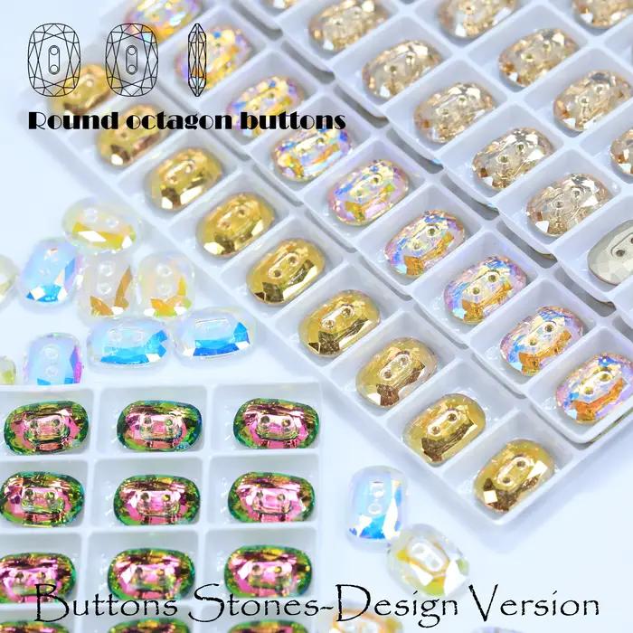 Boutons ronds octogonaux en cristal effet pierre pour vêtements DIY et décoration de mariage élégants occasions spéciales
