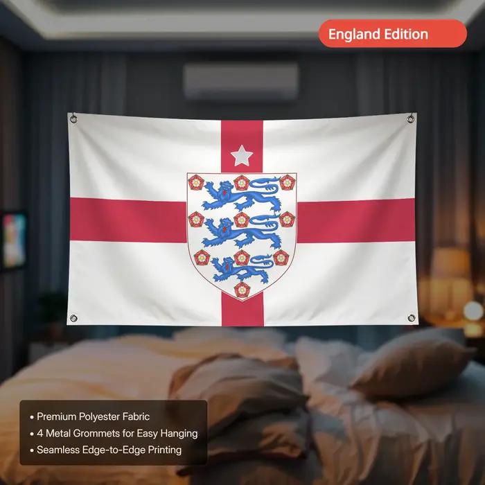Drapeau d'équipe de championnat de football 2026 en polyester pour décoration intérieure supporter argent brésil france allemagne angleterre espagne portugal pays-bas