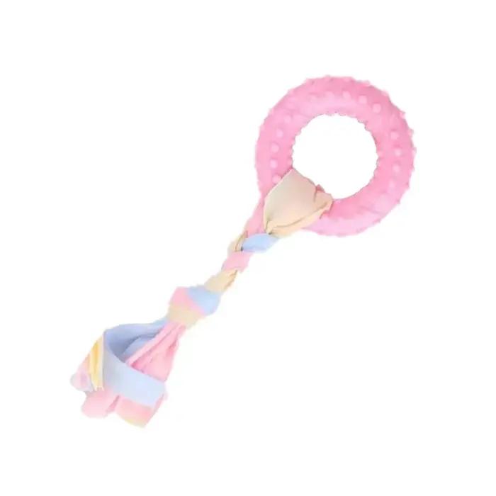 Jouets à mâcher pour chiens en caoutchouc souple rose et autres couleurs pour nettoyer les dents et favoriser le jeu interagissant avec des friandises pour petits et moyens chiens occasions spéciales