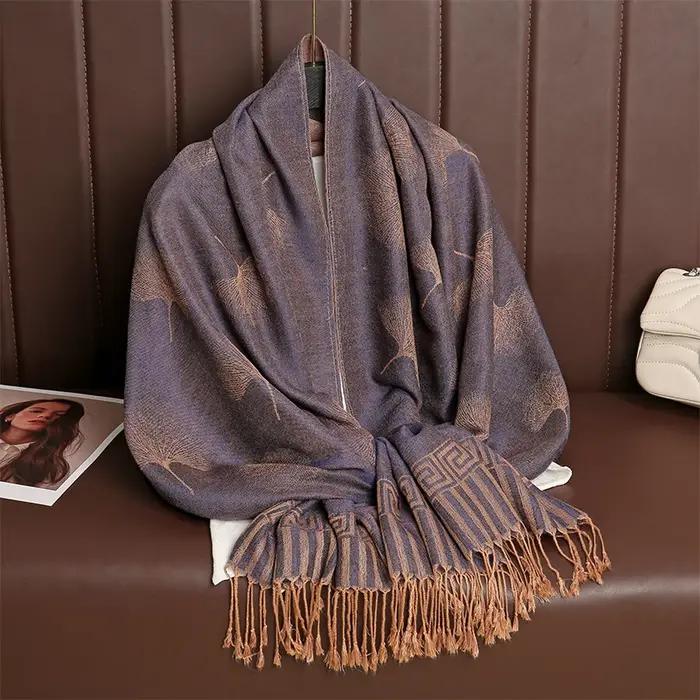 Style ethnique gland couverture épaisse Pashmina nouveau hiver chaud châle enveloppement cachemire J