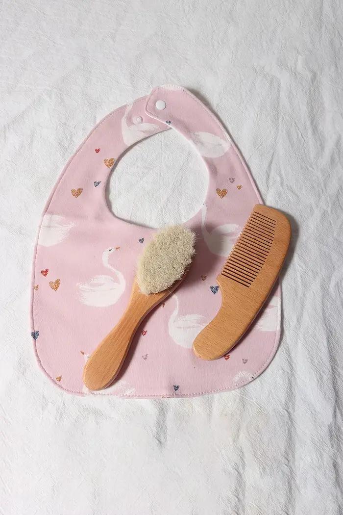 Ensemble de brosses et peignes pour bébé, coffret cadeau pour nouveau-né, laine naturelle, hêtre, pe