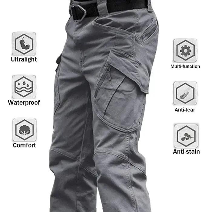 Pantalon cargo tactique 5XL pour chasse urbaine et randonnée - Élastique, imperméable et multi-poches