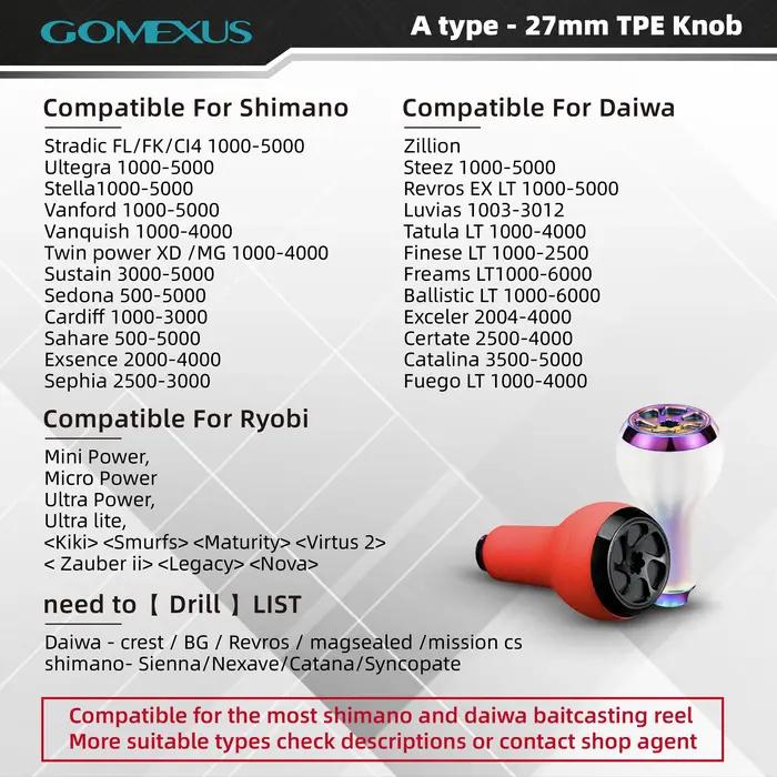 Gomexus nouveau moulinet de pêche en liège poignée bouton 27mm pour la pêche au bar pour Shimano Str