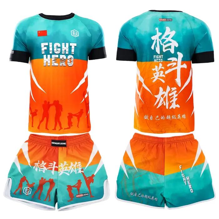 Ensemble d'entraînement de compétition de Muay Thai MMA - T-shirt à manches courtes et short pour les arts martiaux
