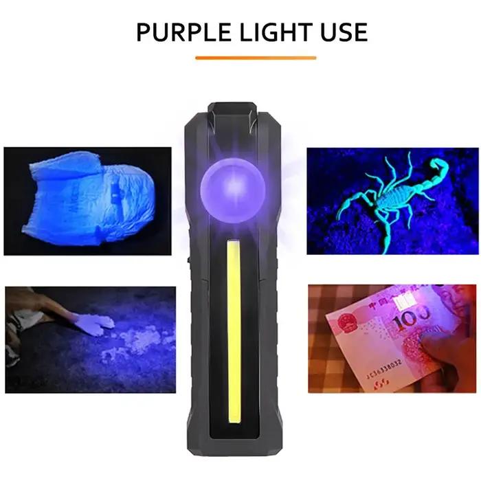 Lampe de travail magnétique à large faisceau COB, portable, aste par USB, 4 modes d'éclairage, torch