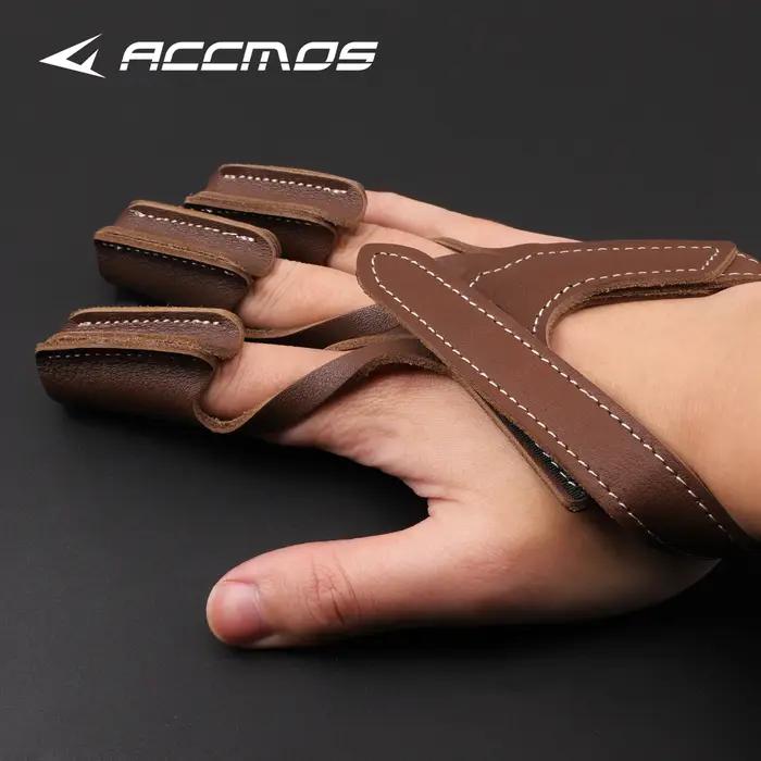 Gant d'archerie trois doigts en cuir - Protection main pour arc traditionnel, recurve et longbow chasse