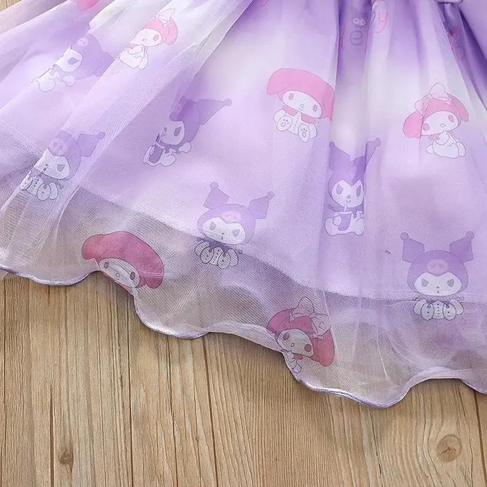 Robe de printemps et d'automne pour filles, en maille, dessin animé Kuromi, robes de princesse à man
